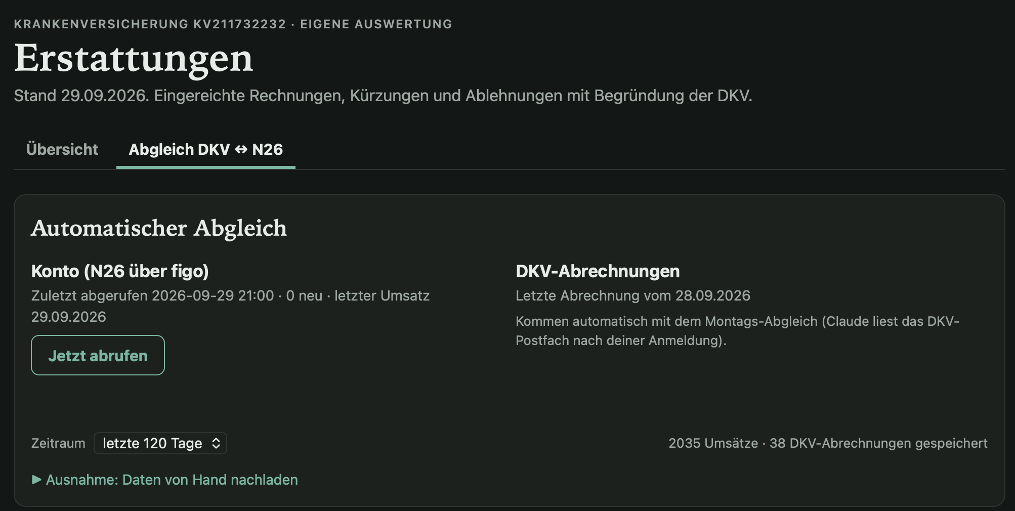 Abrechnung mit der Krankenkasse